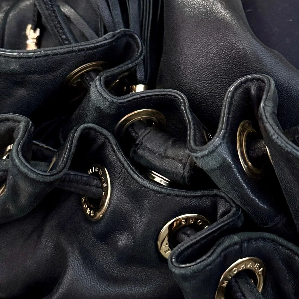 Michael‎ Kors Black Leather Handbag with Gold Accents